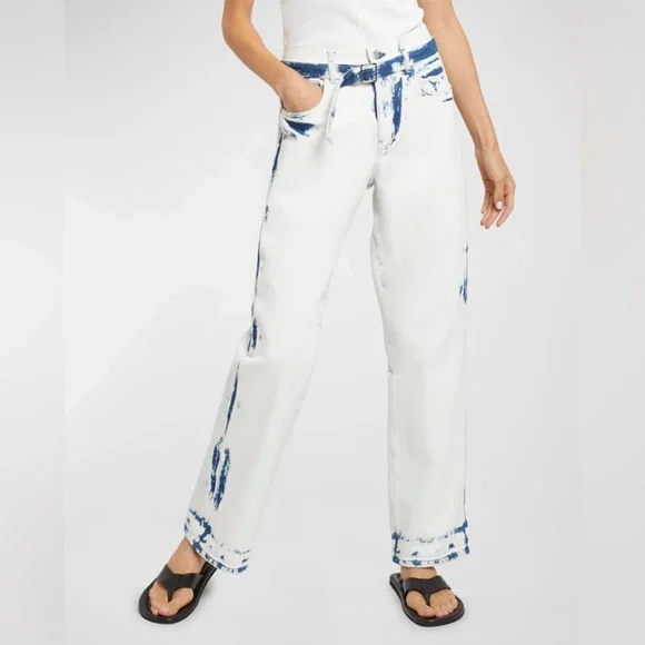 Proenza Schouler Ellsworth Bleached Boyfriend Jeans with Belt size29
